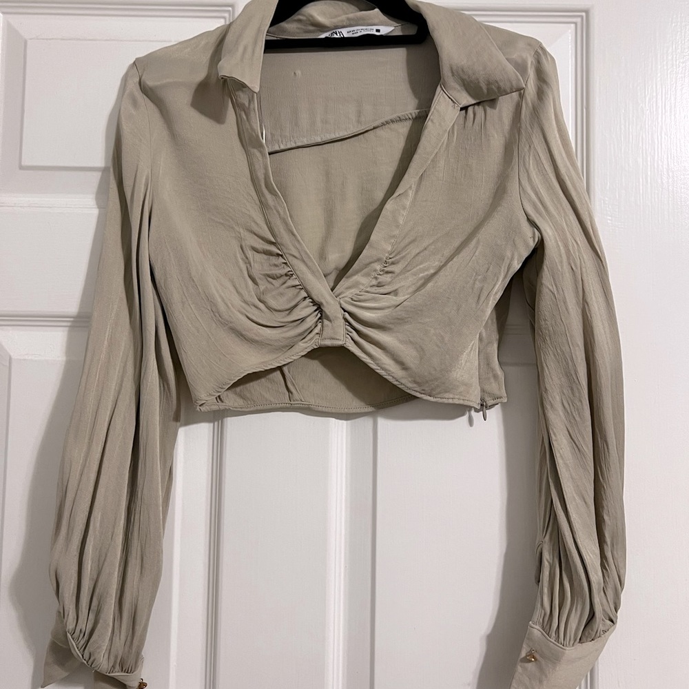 Zara long sleeve crop top